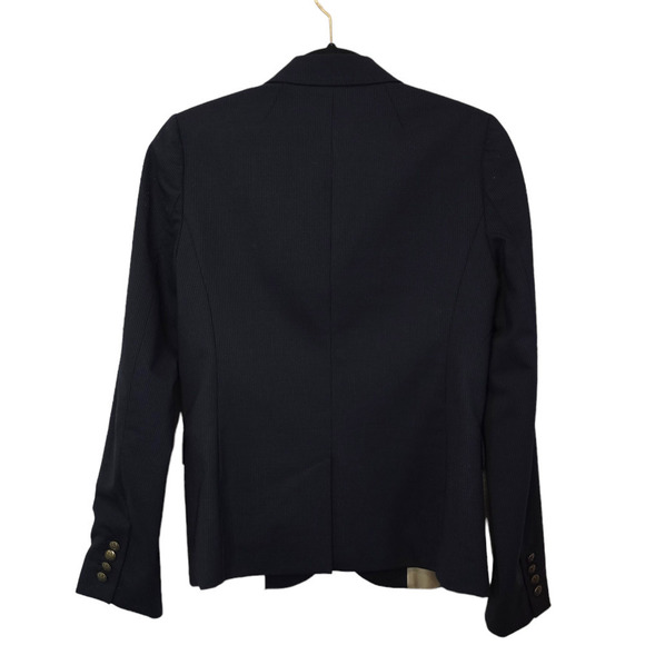 J.Crew Navy Pinstripe Wool Blend Two Pattern Gold Button Blazer Coat Jacket 4 - Picture 4 of 8
